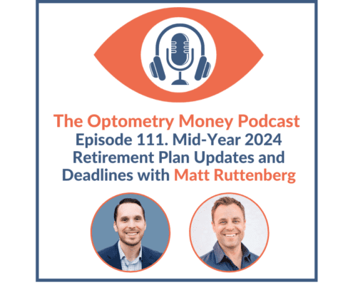 Episode 111 of Optometry Money Podcast with Matt Ruttenberg on 2024 401(k) updates and deadlines.