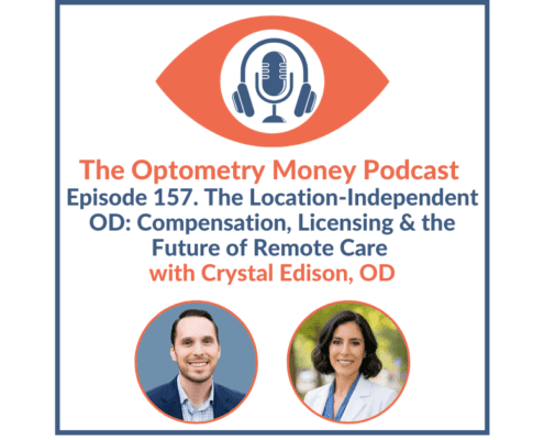 Episode 157 of Optometry Money Podcast on compensation, licensing, quality, and future of remote optometry