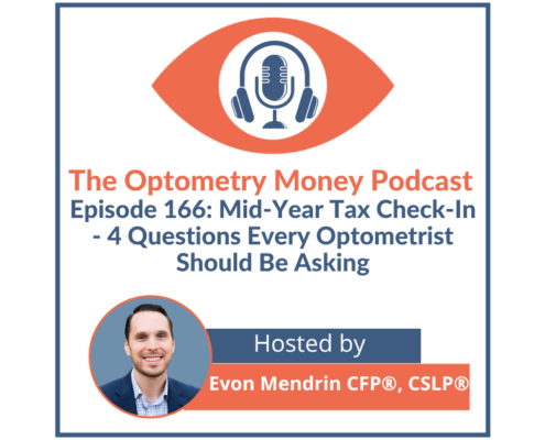 Episode 166 of Optometry Money Podcast on four questions optometrists should ask for a mid-year tax planning check-in